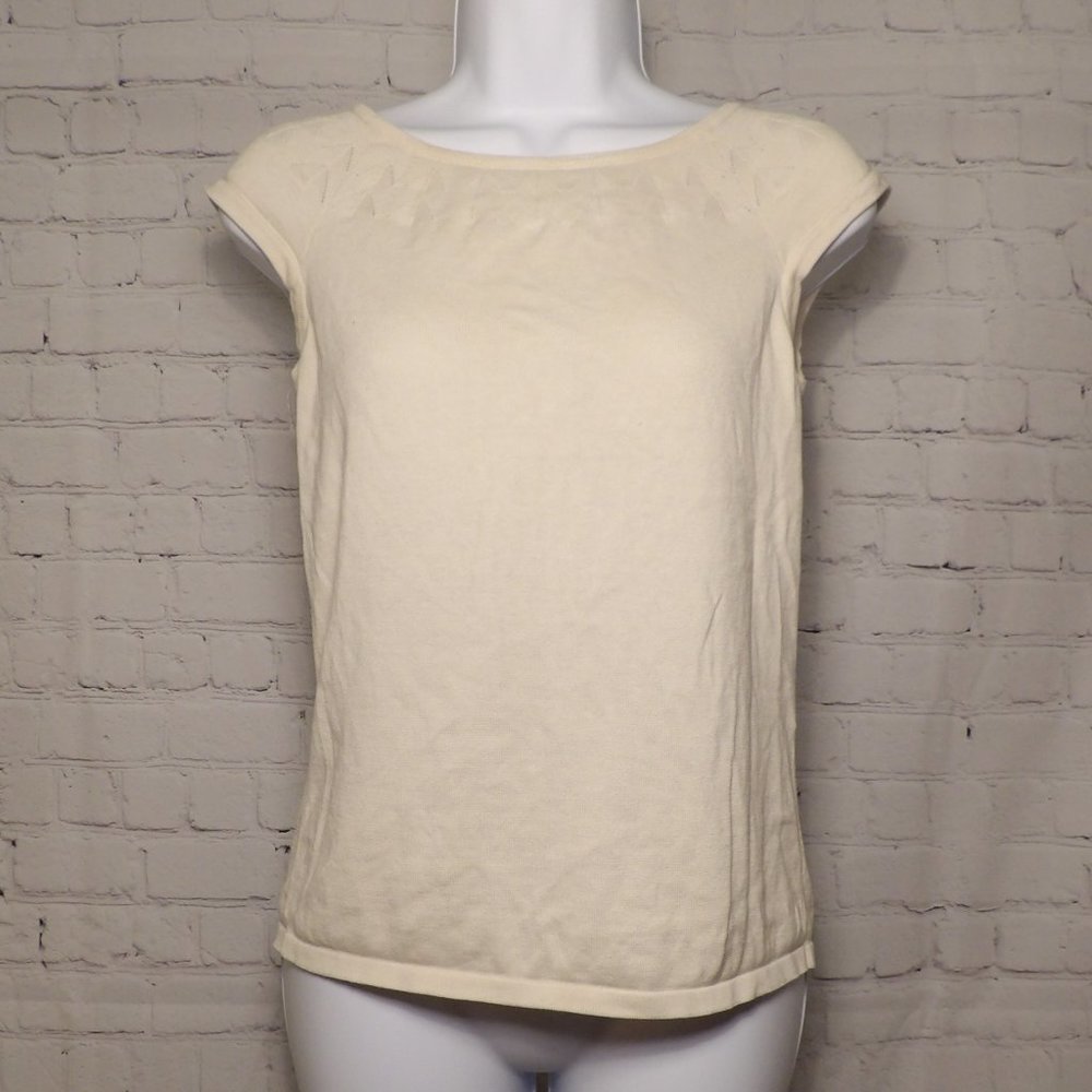 Isaac Mizrahi - White, Silk, Jewel Neck Shirt